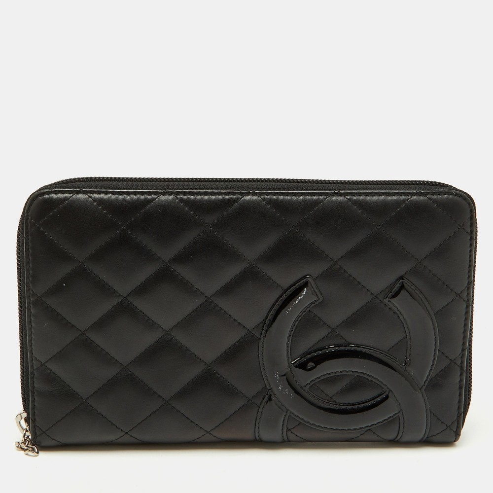 Chanel Black Quilted Leather CC Cambon Zip Organizer Wallet