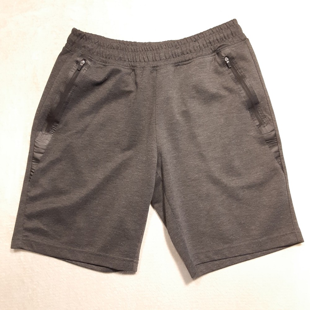 Men's Active Lounge Shorts with Drawstring & Zip Pockets - Size M, Gray-image