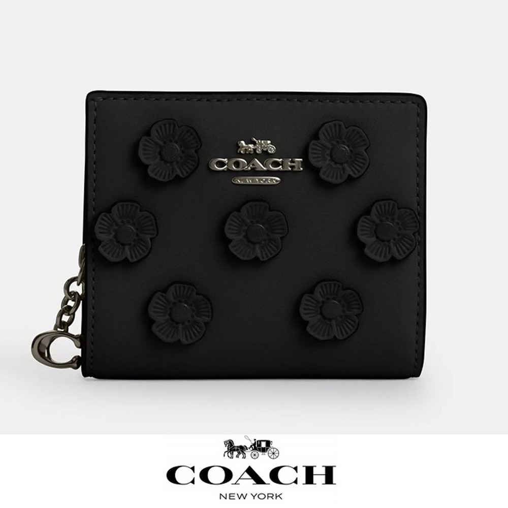 NWT Coach Floral Applique Snap Wallet