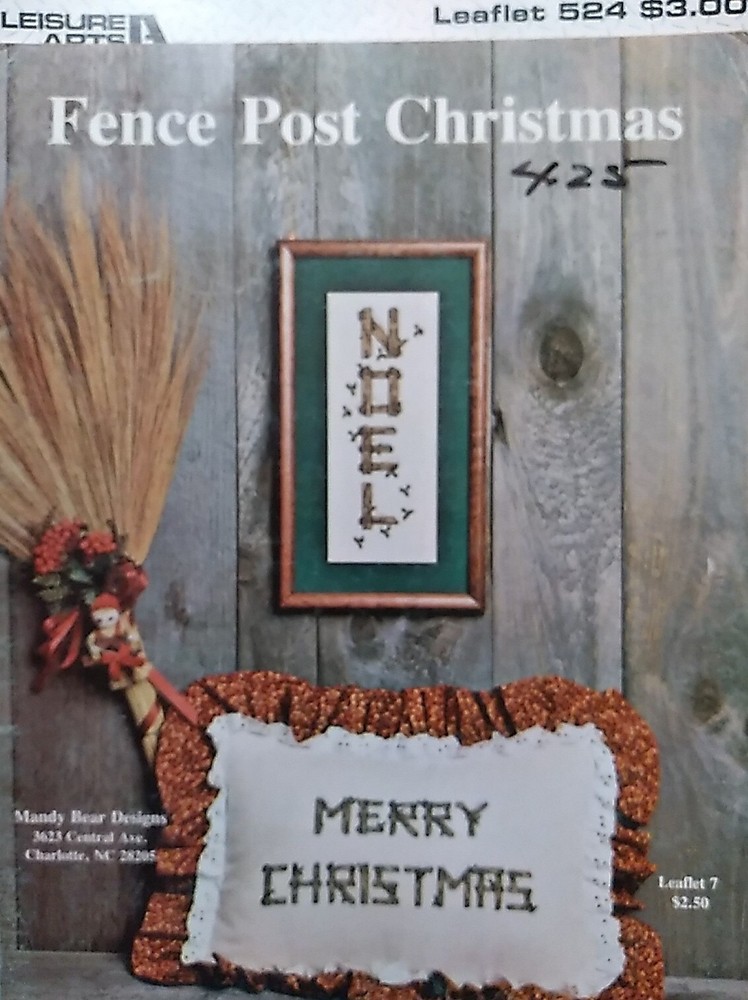 Merry Christmas & Noel Fence Post Alph OOP Cross Stitch PATTERN Leaflet/Booklet