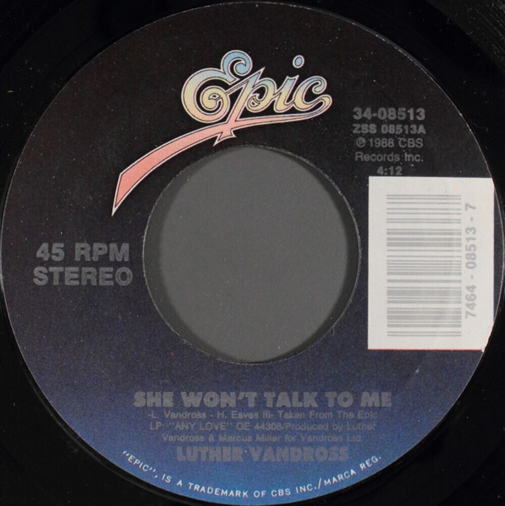 Luther Vandross She Wont Talk To Me 7 Inch Vinyl Single Epic Styrene CAR 1102