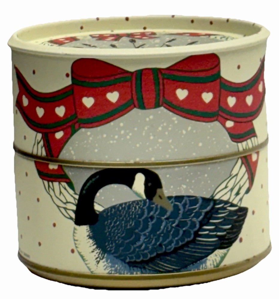 Vintage Stacking Storage Tins Set Of 2 Geese And Bows