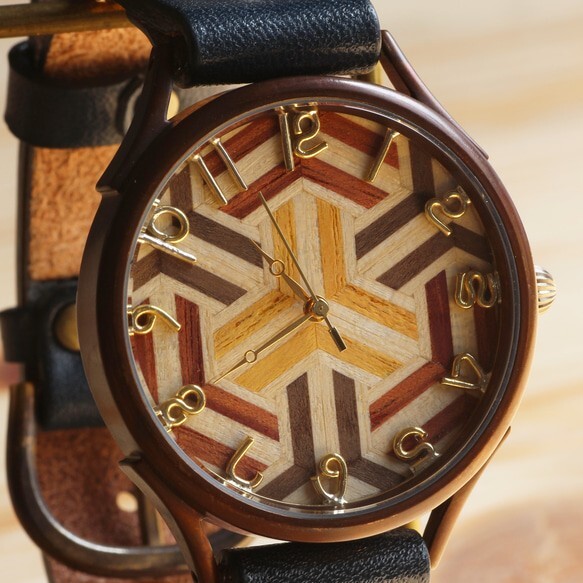 Creema Exclusive Handmade Marquetry Watch Yosegi Zaiku Size L New  