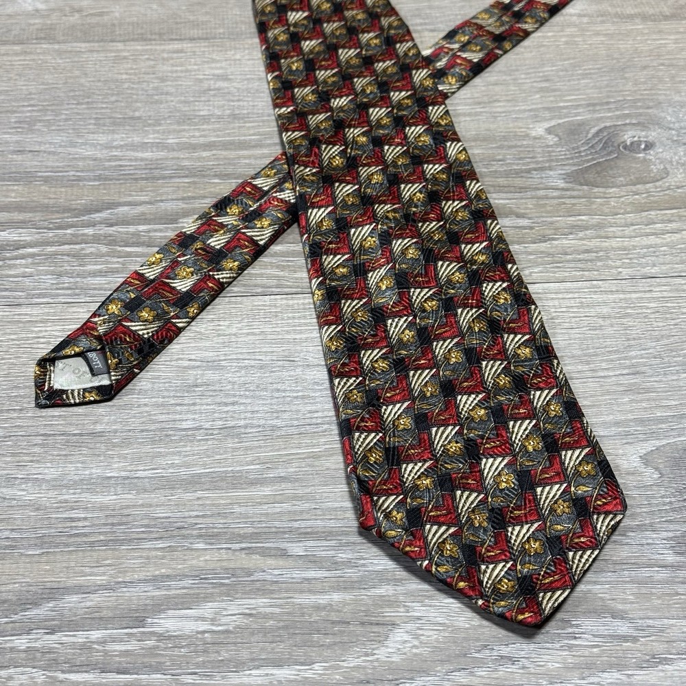 Robert Talbott Best of Class Men's Silk Floral Tie Red Black Gray Gold