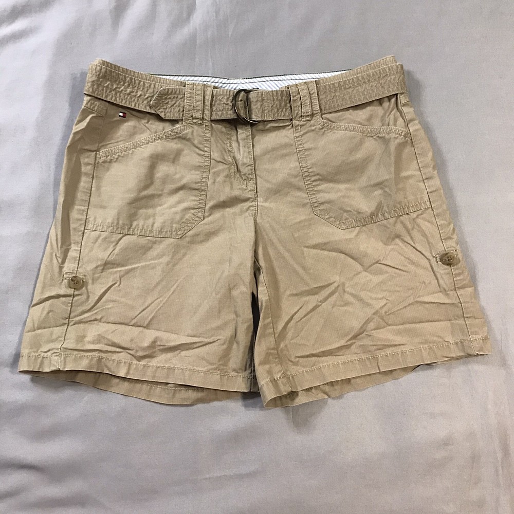 Tommy Hilfiger Shorts Womens 4 Beige Belted Pockets Chino