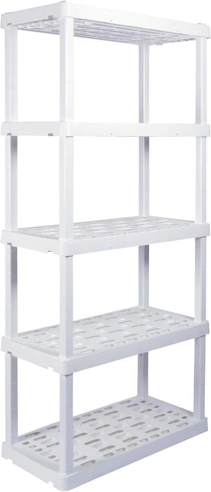5 layer plastic shelves, garage shelving units, racks and storage shelves white.