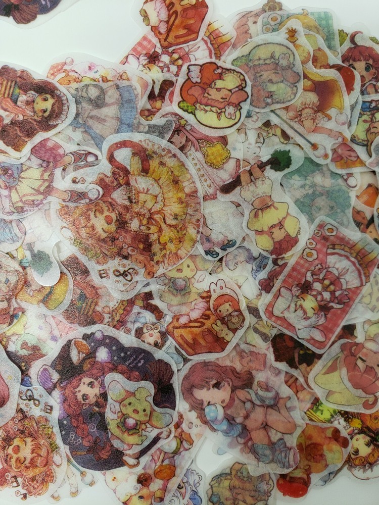 GRAB BAG 50 PCS KAWAII CHIBI ANIME STICKERS FLAKES CARD CAPTOR LUNA WITCH SACK