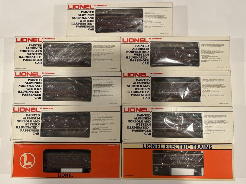 Lionel Norfolk & Western Passenger Cars 6-19108 6-19151 6-7203 6-9562-9567