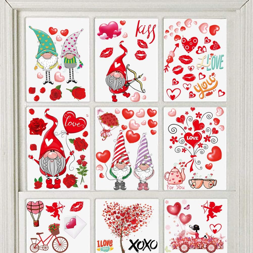 149Pcs Valentine's Window Clings Decor - Heart Shaped Decals for Party & Home Decorations