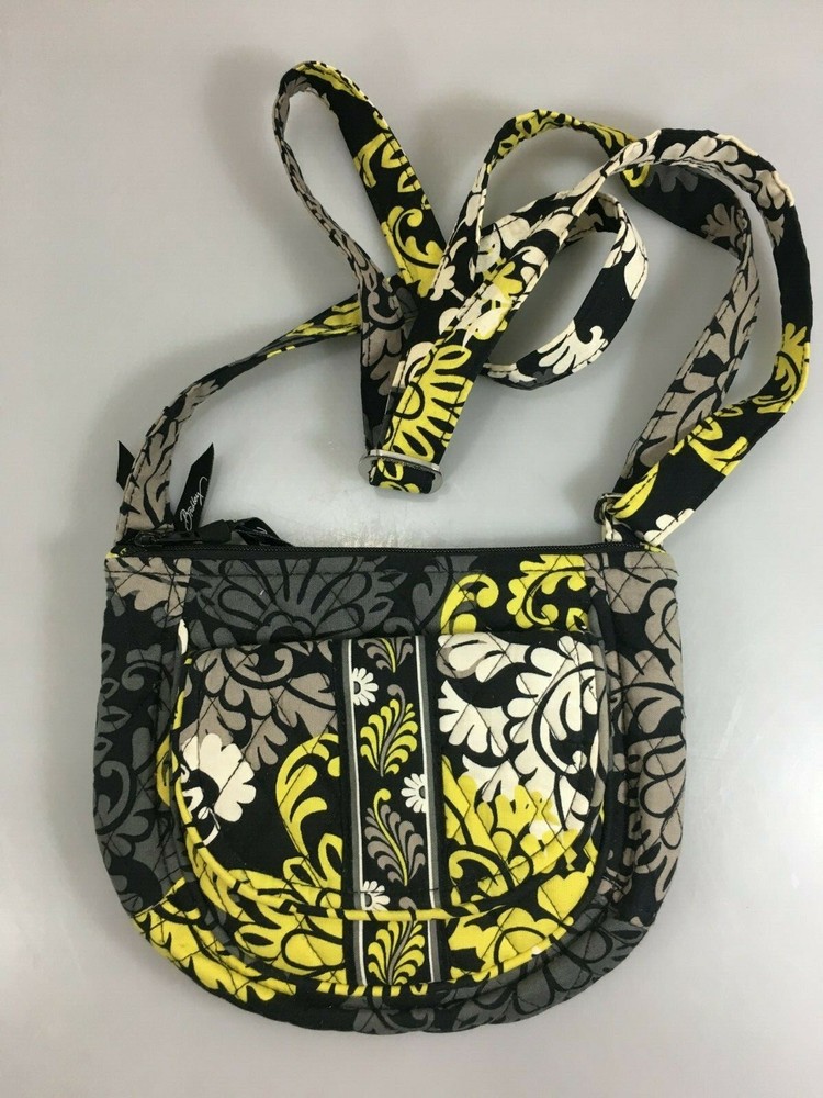Vera Bradley Baroque Crossbody Bag in Yellow Gray Black with Organizer