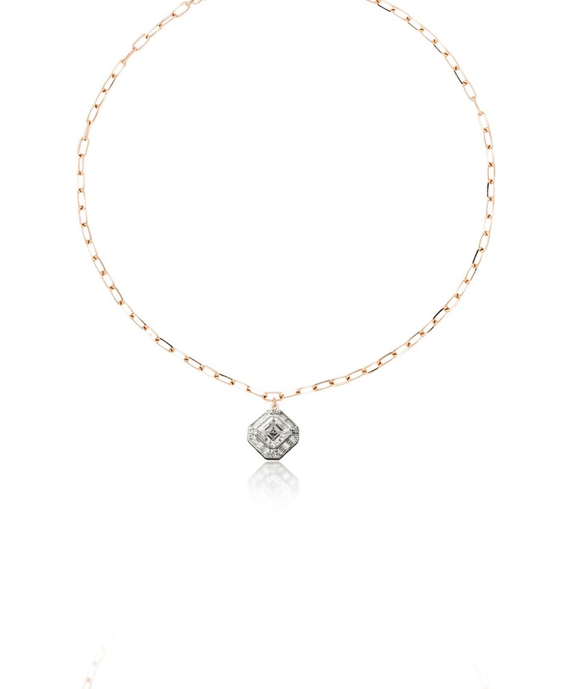 2CT Asscher Cut Moissanite Necklace-pendant Solid 14K Yellow Gold