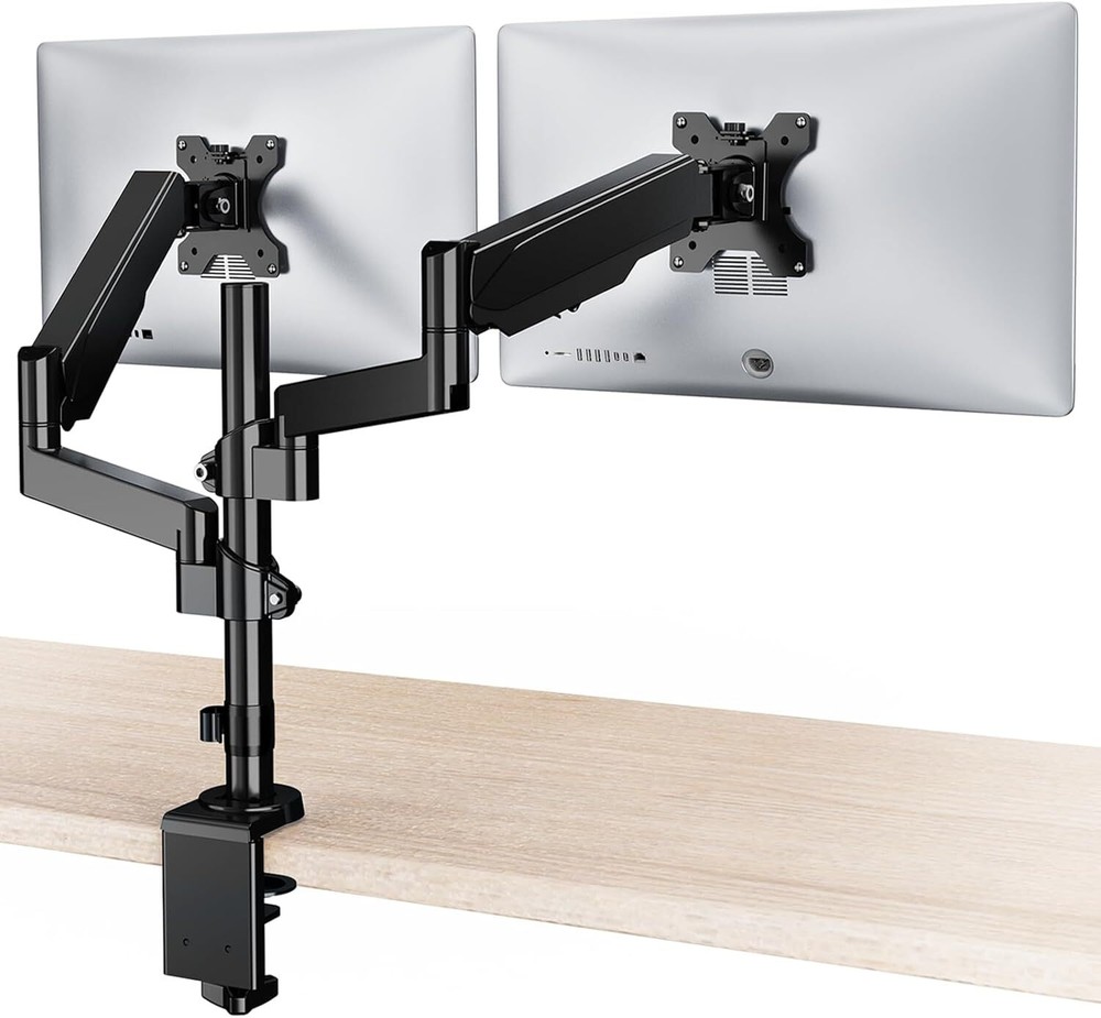 Dual Monitor Stand Adjustable Spring Mount for 13-32 Inch Screens Desk Holds Monitors