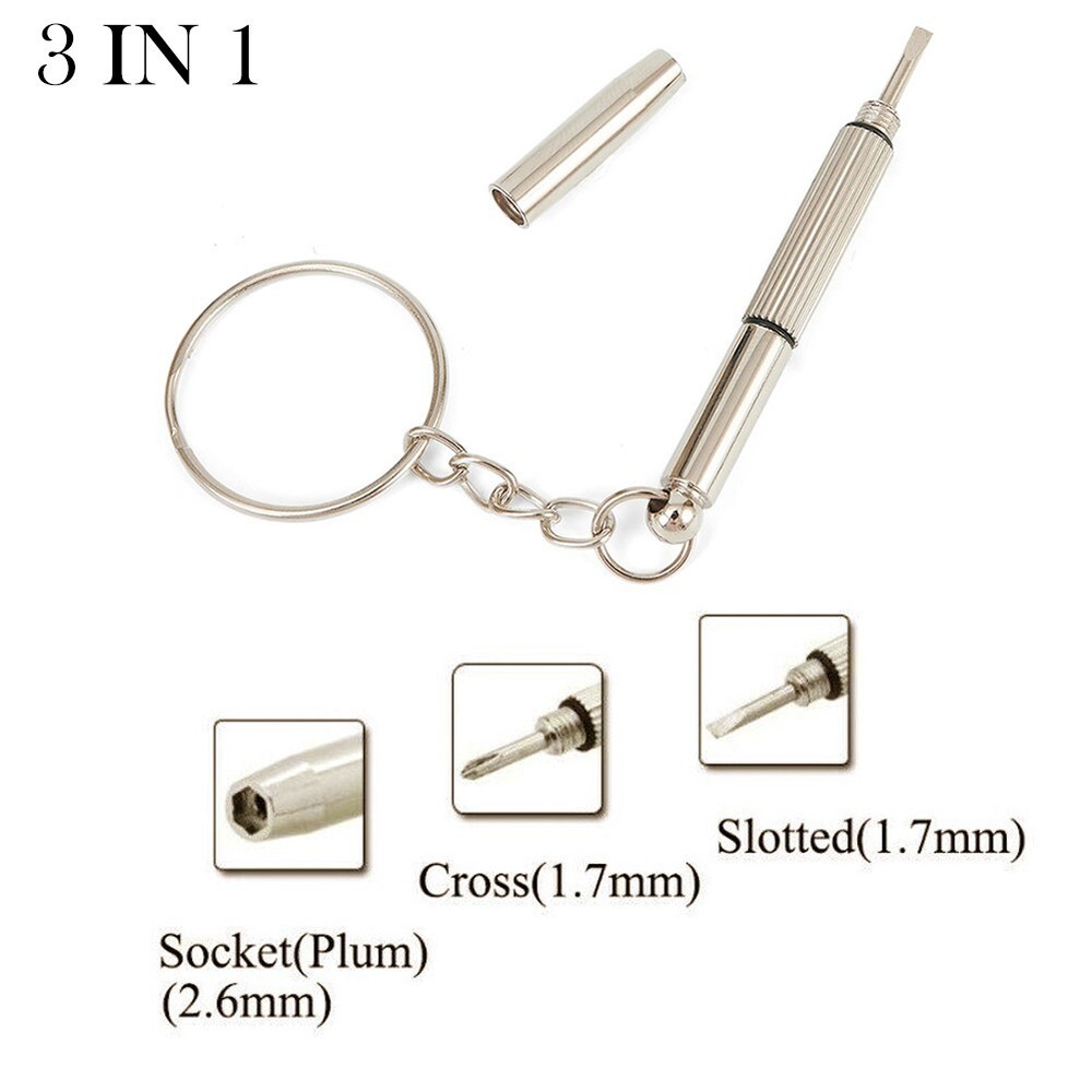 3 In 1 Mini Keychain Screwdriver Eyeglasses Computer Watch Phone Repair Tool NEW