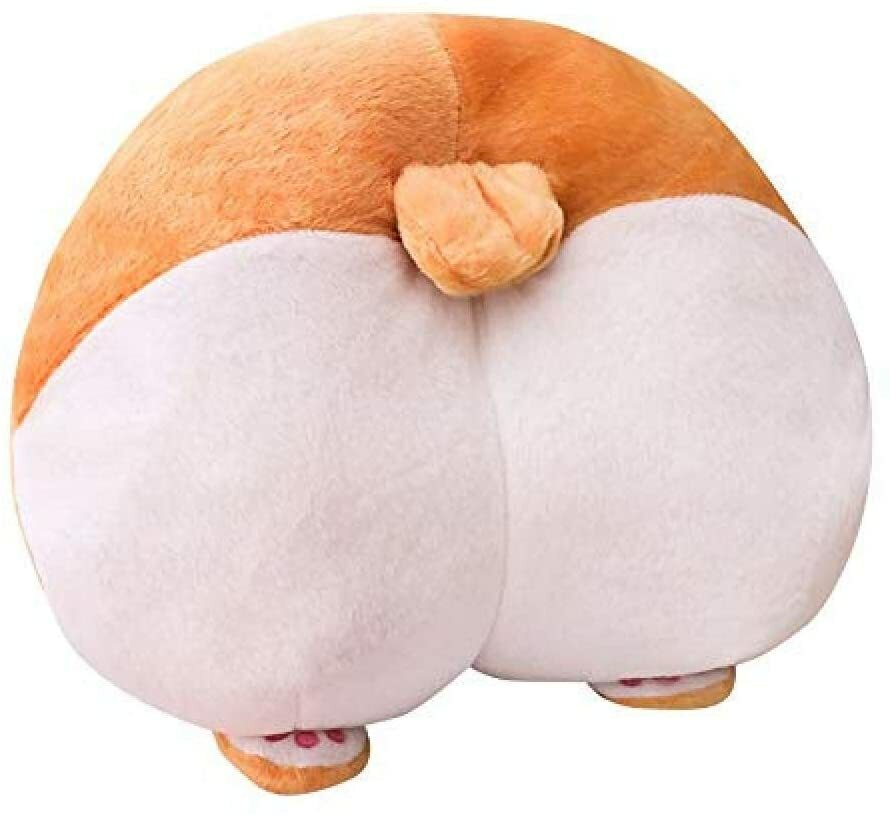 Corgi Butt Shaped Plush Pillow Round Stuffed Pet Puppy Cushion