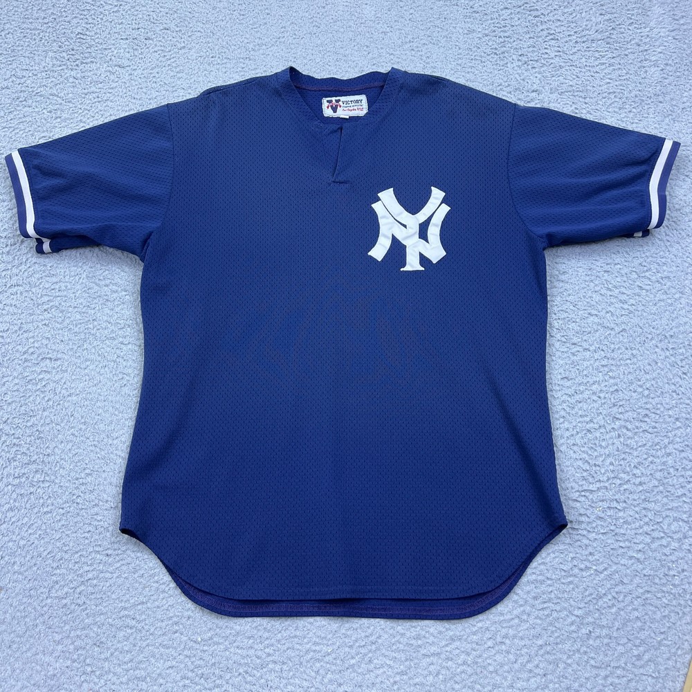 VTG 90s New York Yankees Mickey Mantle #7 Victory Jersey MLB Blue 44