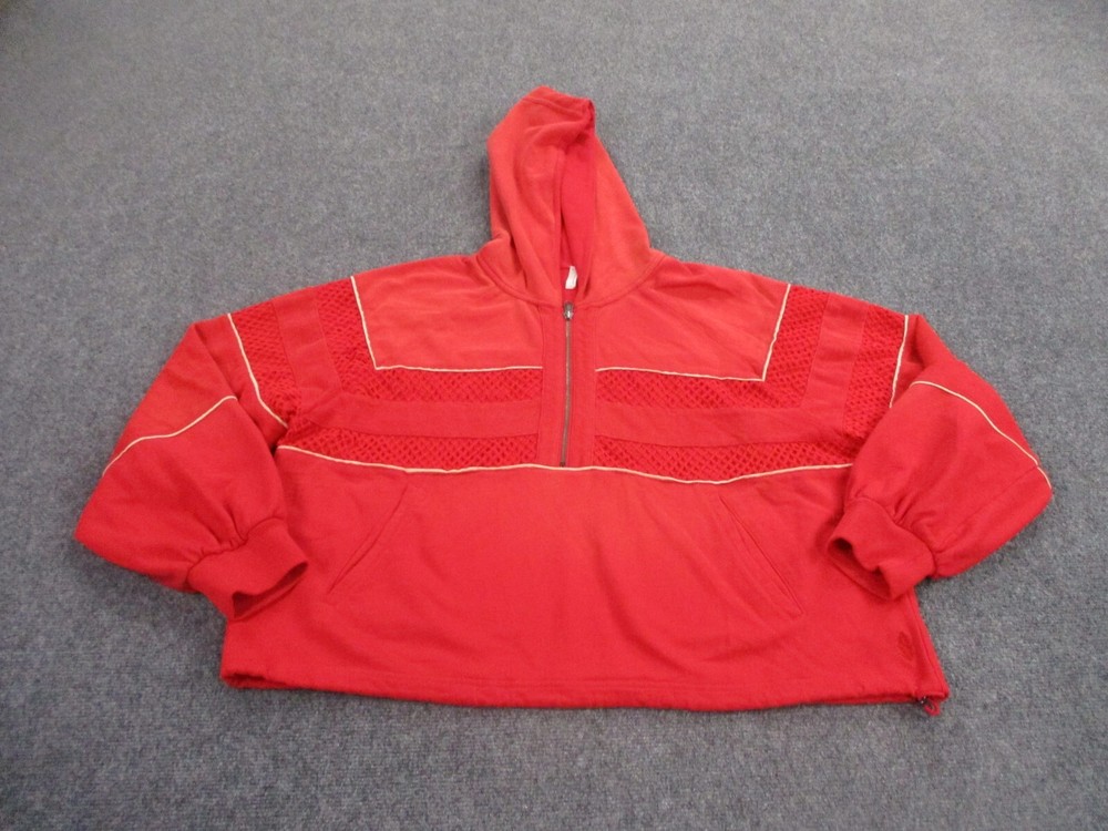 Free People Jacket Adult L Red FP Movement Lace Knit Oversized Pullover Womens