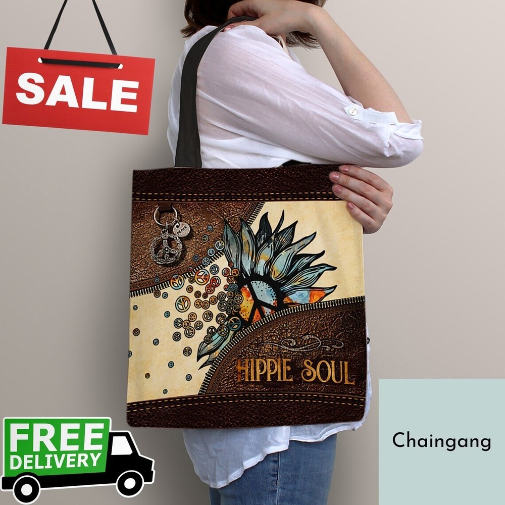 Hippie Soul Tote Bag, Vintage Hippie Soul Peace Handbag, Hippie Shoulder Bag