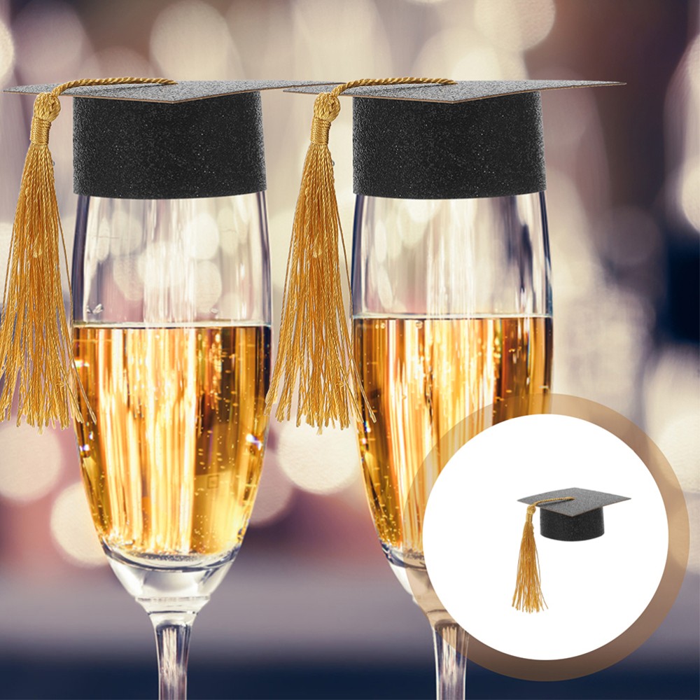 12-Piece Tassel Doctor Hat Bachelor Cap Graduation Wine Toppers