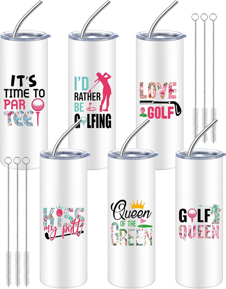 6 Sets Golf Gifts for Women 20 Oz Insulated Golf Tumbler Stainless Steel Golf Cu
