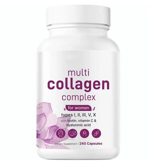 Multi Collagen Complex 240 Capsules For Women (Type I, II, III, V, and X )