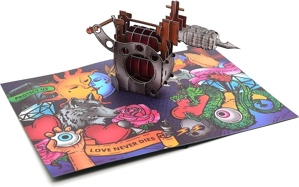 Tattoo Fans 3D Pop-Up Card – Unique Voucher, Cash Gift, Tattoo Birthday Greeting-image