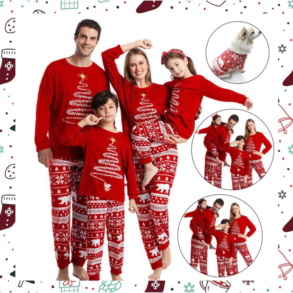 Christmas Red Pyjamas US Hot Sale Nightwear Family Nightwear Sleepwear Pjs Set-image