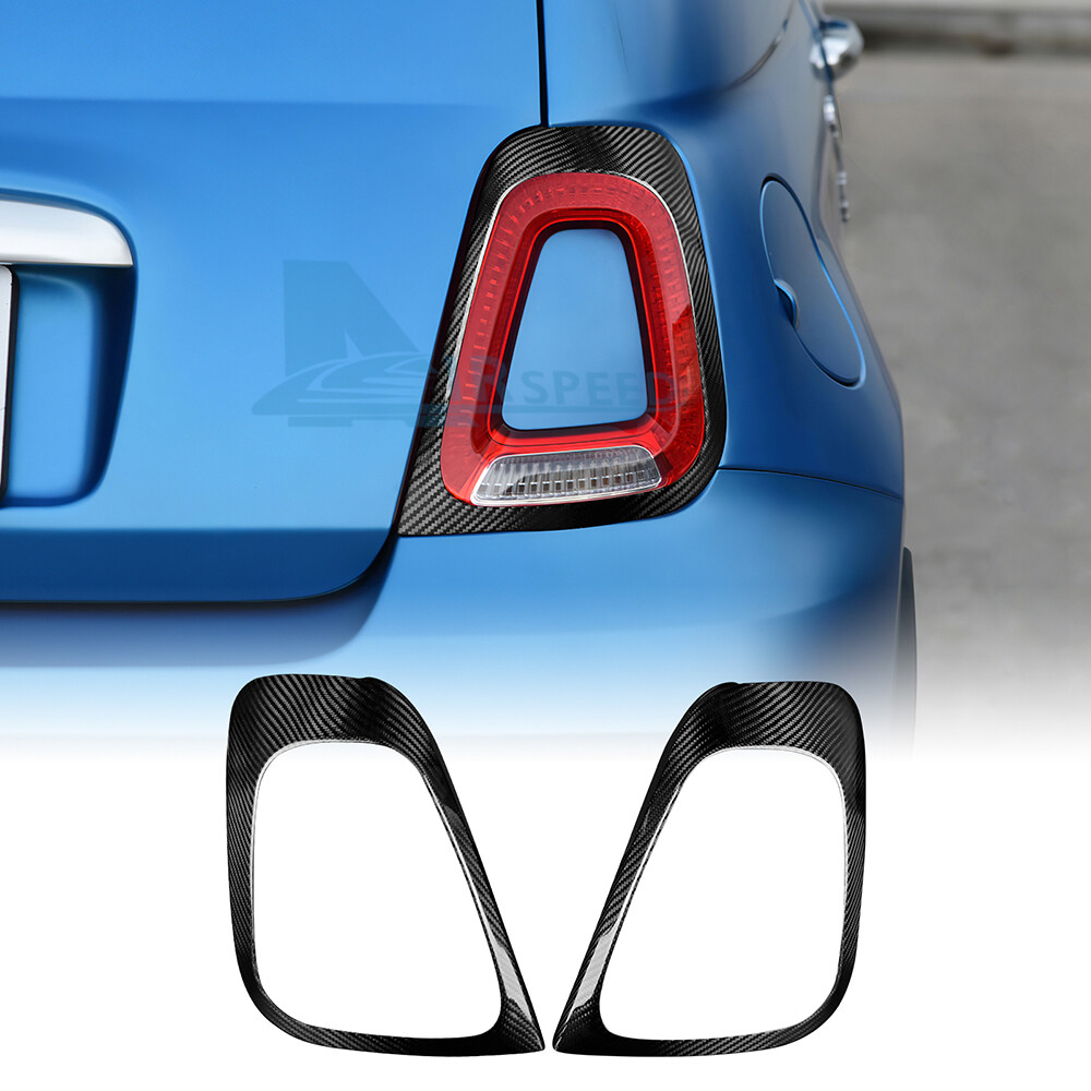 For Fiat 500 Abarth 595 17-23 Real Hard Carbon Fiber Rear Tail Light Cover Trim