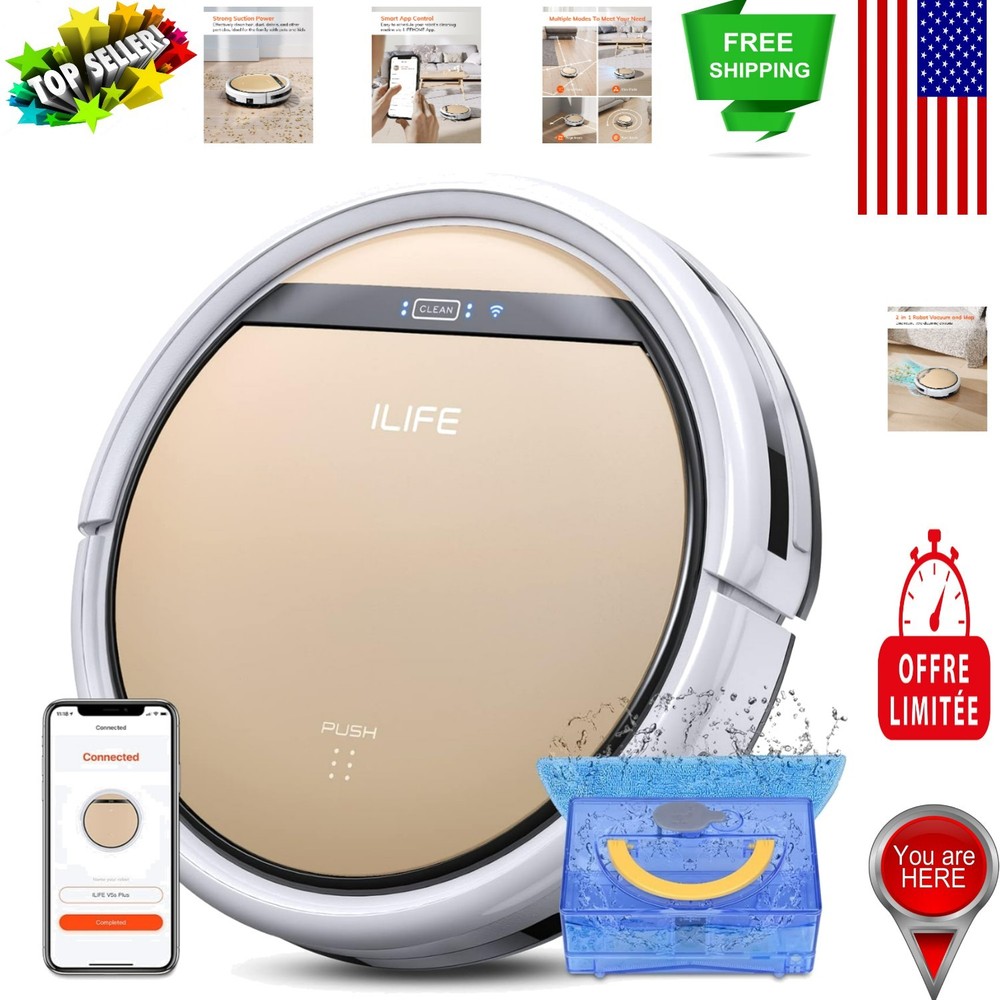 Gold Slim Robotic Vacuum & Mop - Pet Hair Specialist with Custom Cleaning Modes