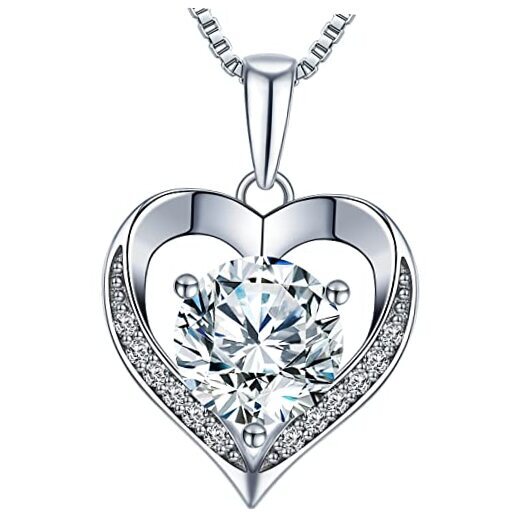 Heart Pendant Necklace Gifts for Wife, Engraved 'I LOVE YOU' Gift 1.0 carats