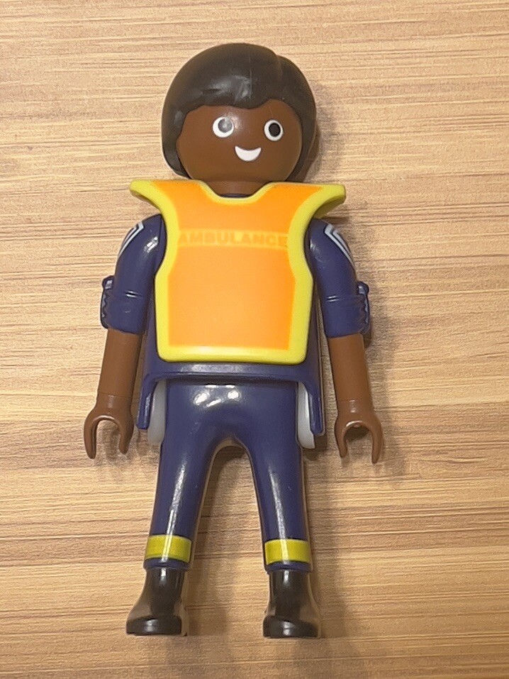 1997 Playmobil Rescue Ambulance Set 5682 5681 with African American Figure