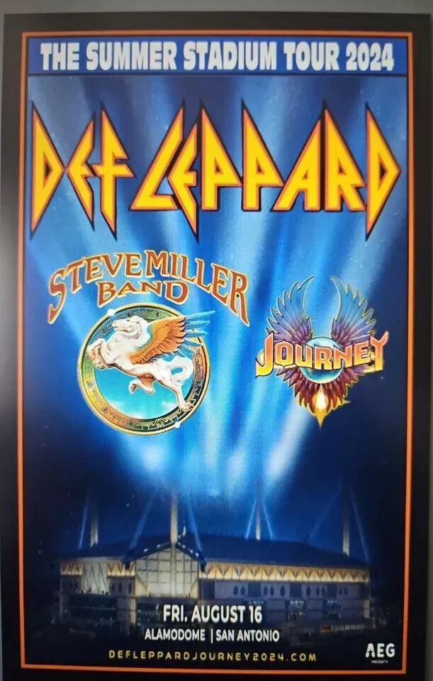 Def Leppard 2024 2025 San Antonio Concert Tour Poster Art Print