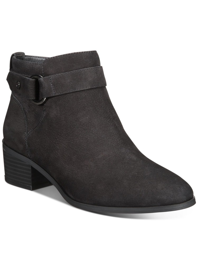 GIANI BERNINI Womens Black Putneyy Round Toe Block Heel Leather Booties 6 M