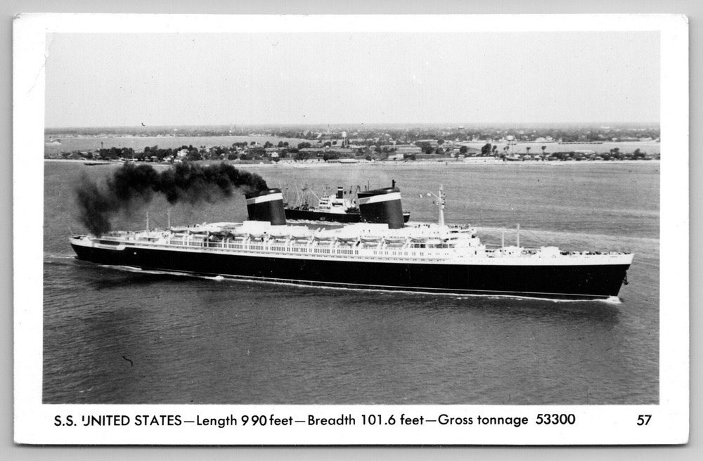 C1950 RPPC SS United States Ocean Liner Passenger Ship NY Postcard