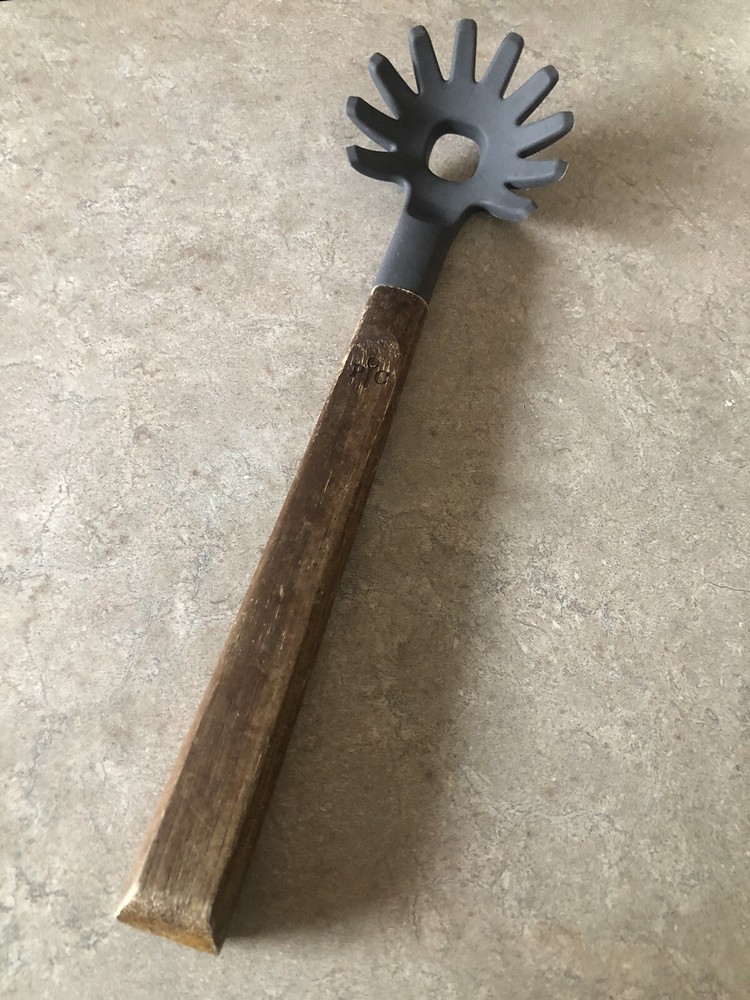 Pampered Chef Wood & Silicone Pasta Fork Gently Used with Wear