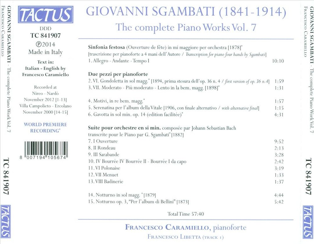 Francesco Caramiello Francesco Libetta play Giovanni Sgambati complete piano works
