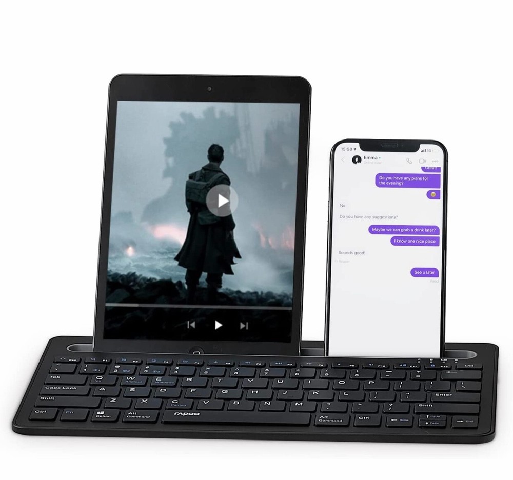 Multi-Device Bluetooth Keyboard,Rechargeable Noiseless Portable WirelessKeyboard