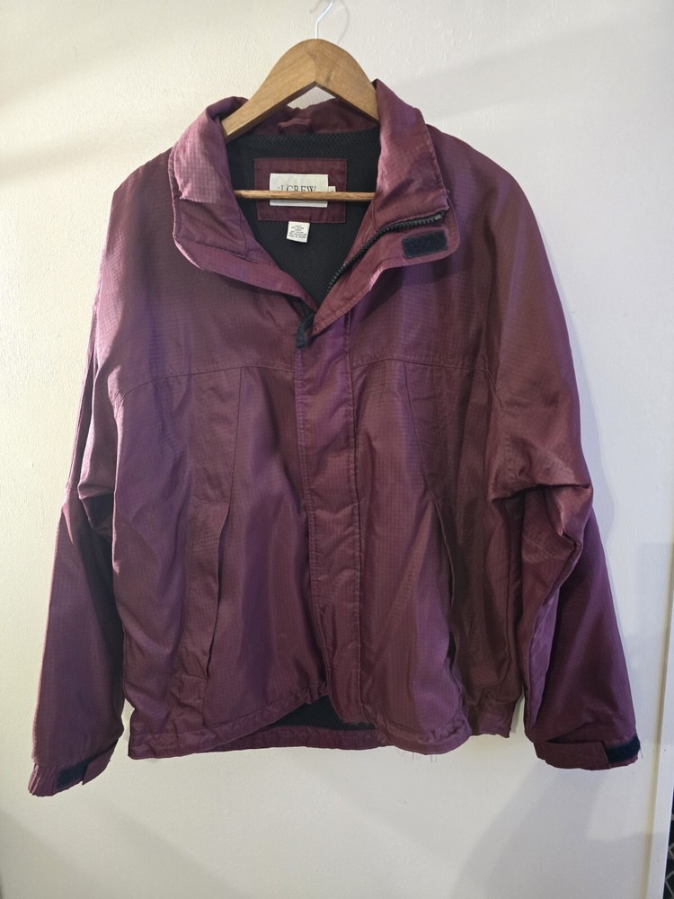 VTG Men's J. Crew Long Sleeve Burgundy Bomber Style Lined Size Small Jacket