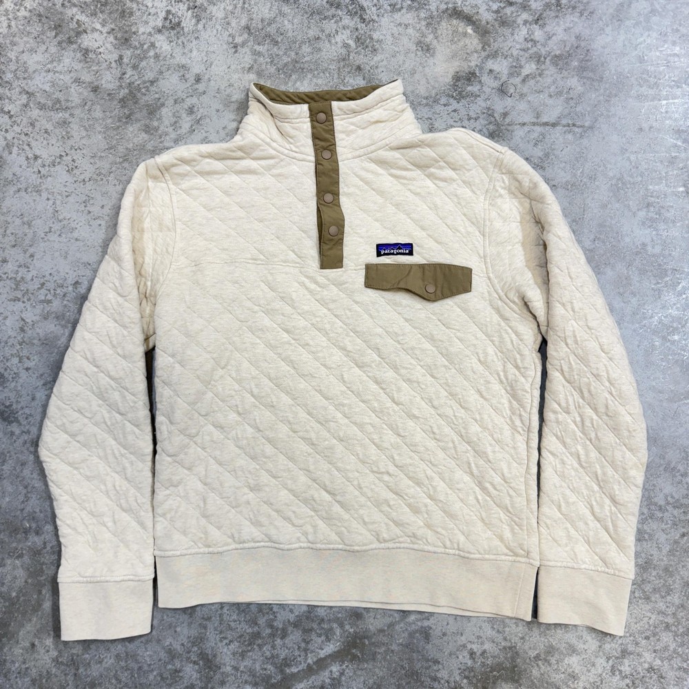 Patagonia Sweatshirt Womens Small White Organic Cotton Quilt Snap-T Pullover