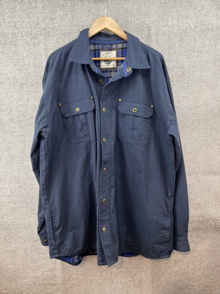 Gioberti Mens Blue Twill Shirt Jacket with Flannel Lining Size 3XL Workwear