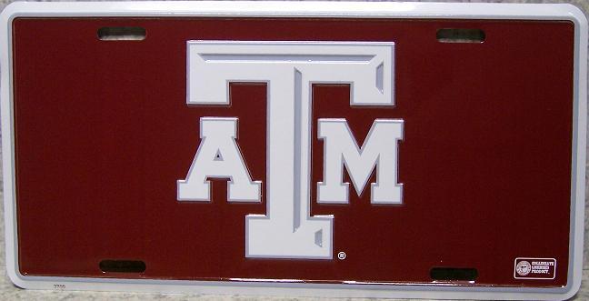 Texas A&M Aggies NCAA Aluminum License Plate - Brand New