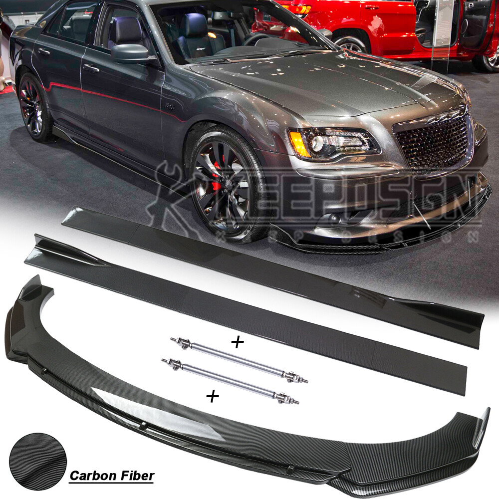 Carbon Fiber Front Bumper Lip Splitter Side Skirts Body Kit for Chrysler 300 SRT8