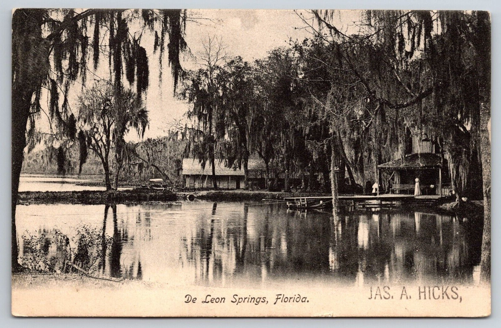 Original Old Vintage Antique Postcard De Leon Springs Florida USA 1907