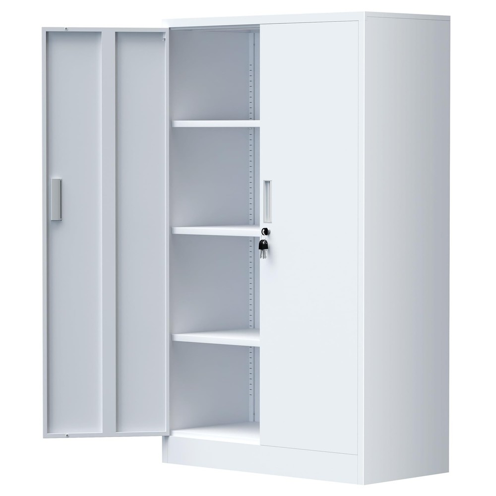 JINKUR Locking Metal Storage Cabinet with 3 Adjustable Shelves for Home or Office Organization