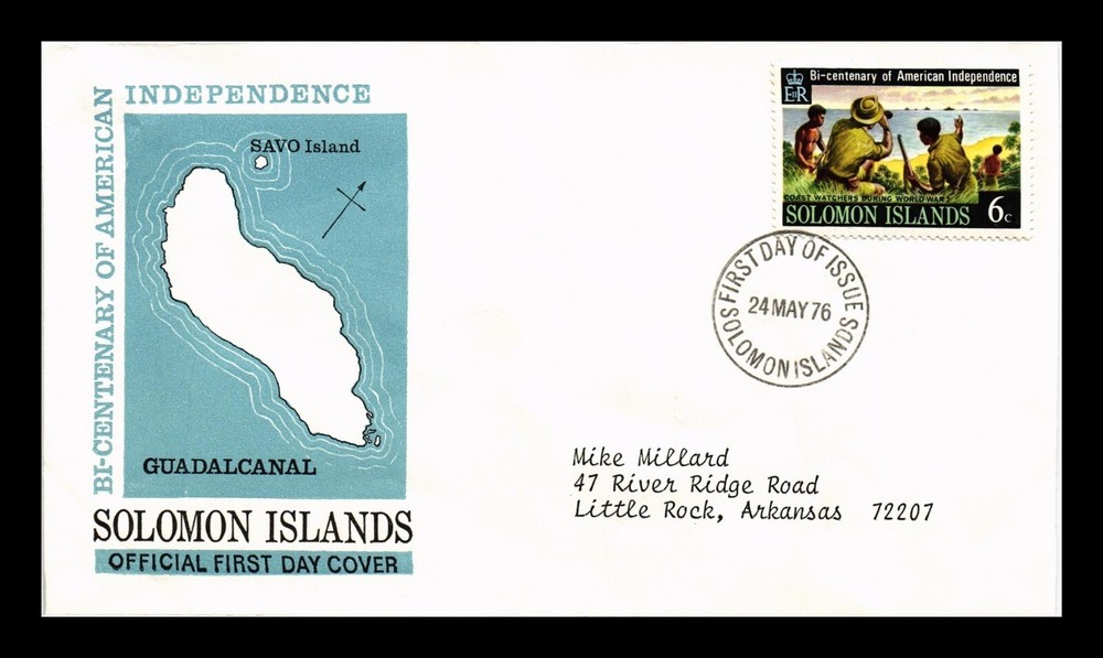 DR JIM STAMPS SOLOMON ISLANDS FIRST DAY COVER BICENTENARY AMERICAN INDEPENDENCE