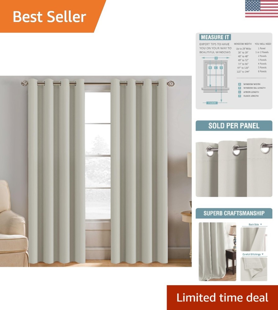 Luxurious Room Darkening Curtains - Extra Long Ivory/Cream Thermal Drapes, 52x96