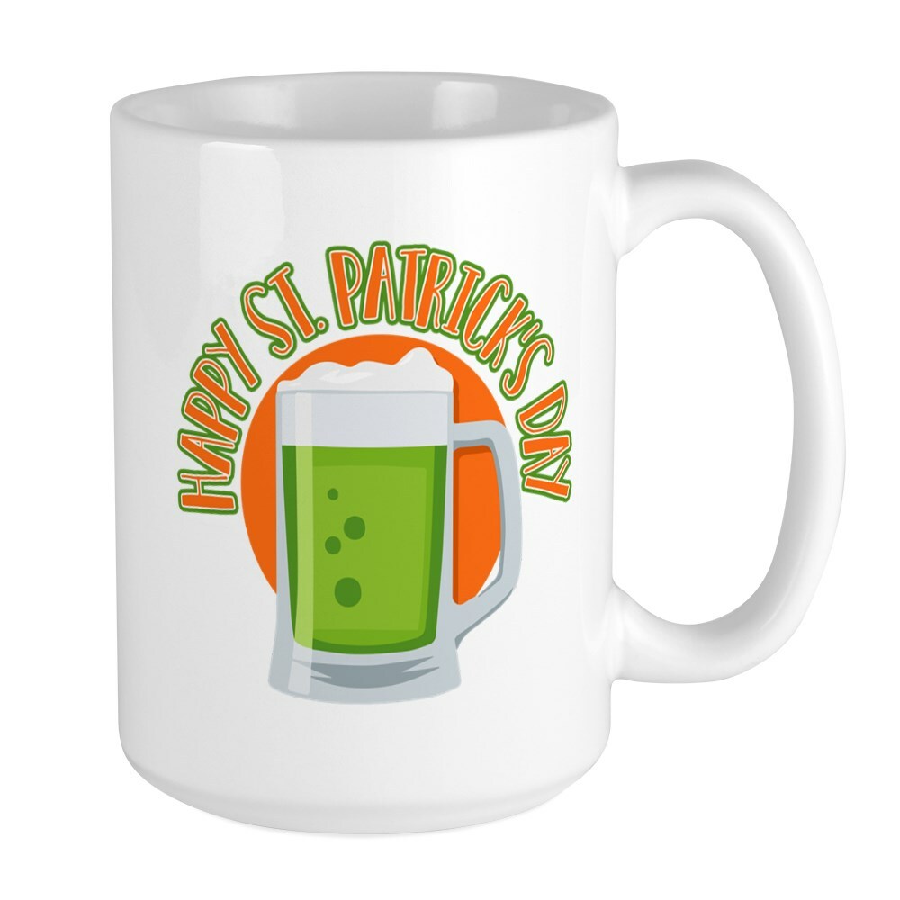 CafePress Happy St Patrick's Day Large Mug (196237839)
