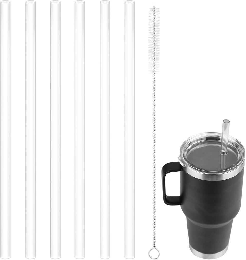 6Pcs Durable Reusable Straws for Yeti 42Oz with Cleaning Brush