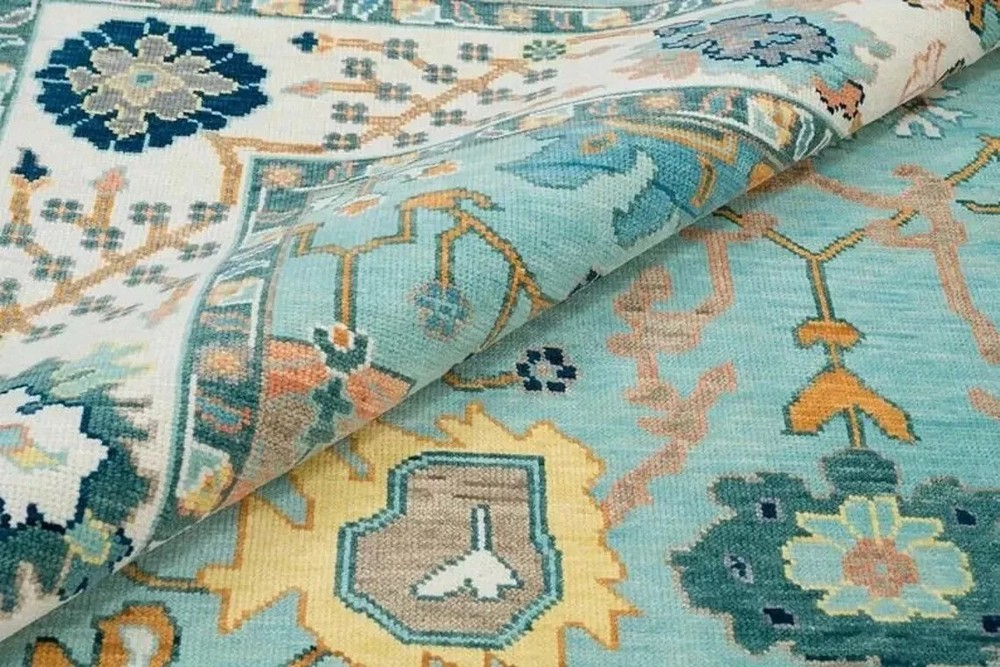 Oushak Antique Hand-knotted Lt. Blue/Cream Contemporary Rug for living area 9x12