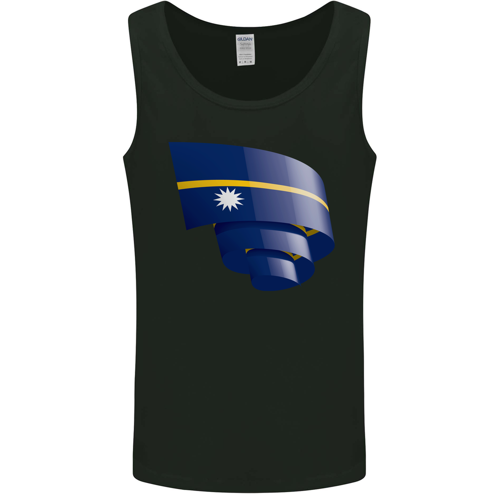 Curled Nauru Flag Nauruan Day Football Mens Vest Tank Top