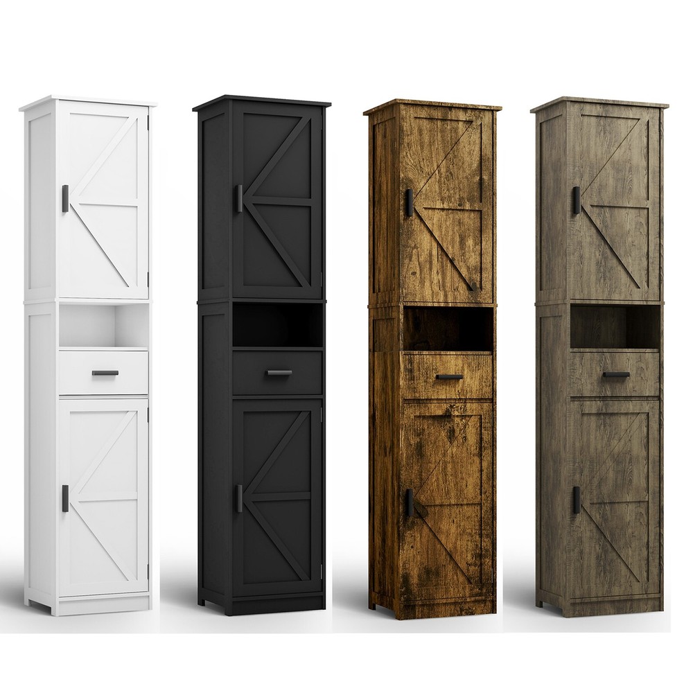 69-Inch Tall Bathroom Storage Cabinet with 2 Doors, 1 Drawer & Adjustable Shelves